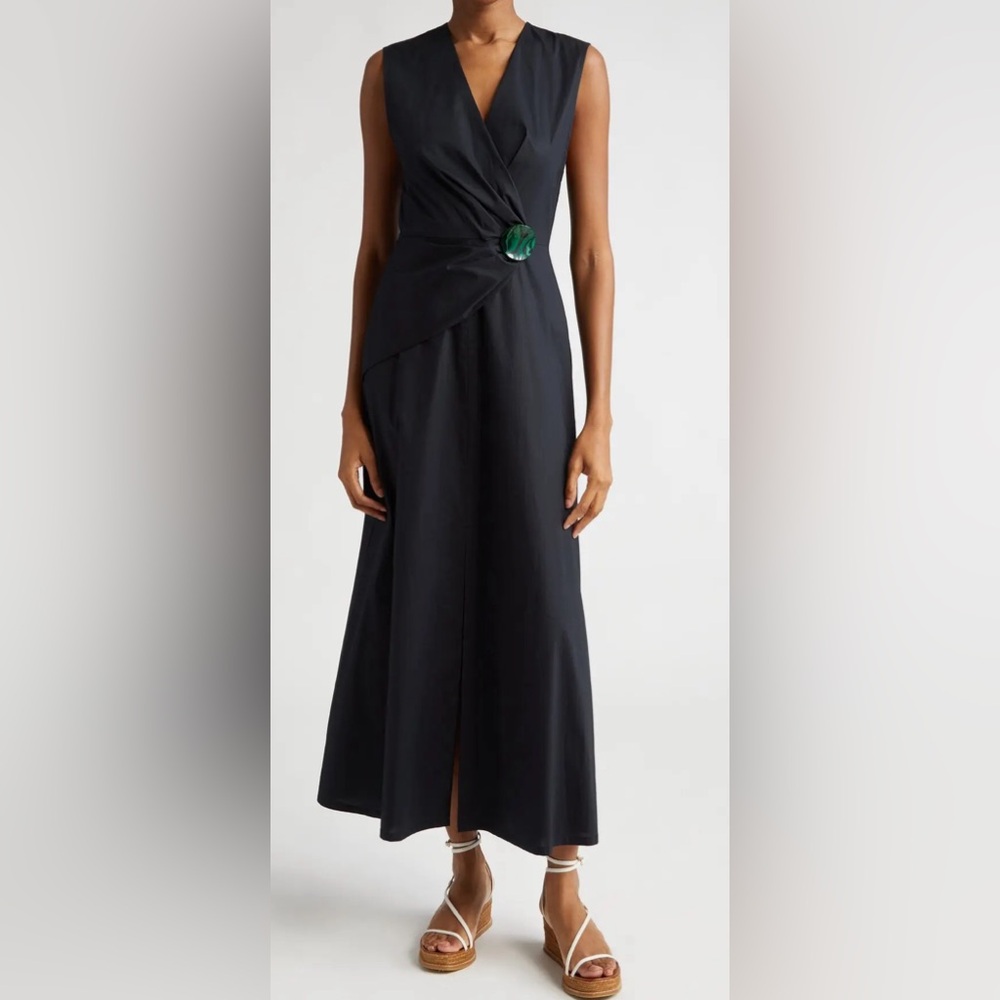 LELA ROSE button detail midi dress